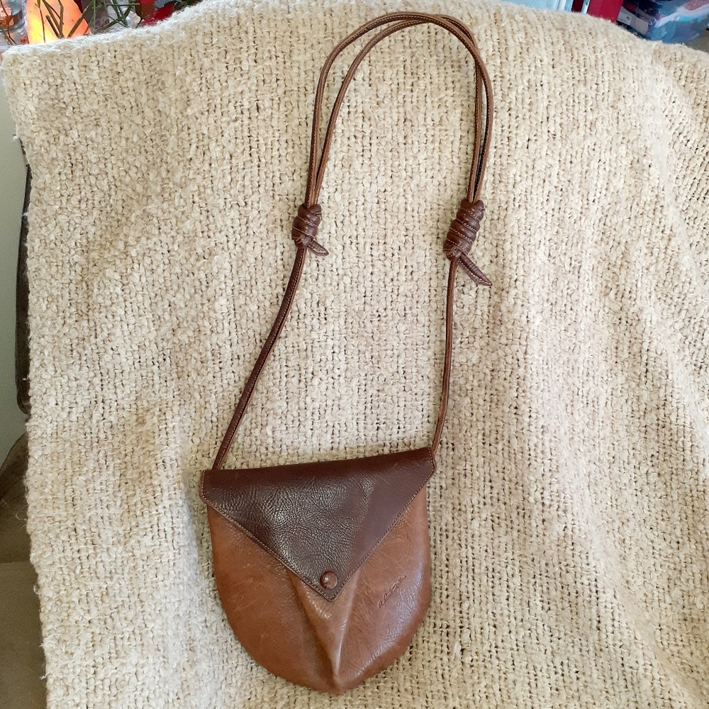 Authentic R PAUL ZELLER Mini Leather Crossbody Satchel Two Tone Cow Hide Purse